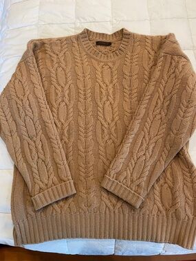 Men's Cable Knit Crewneck Sweater - Camel Tan